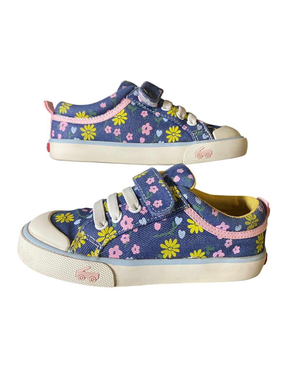 See Kai Run Kristin Floral Sneakers Girls Size 11 Blue Hook Loop Shoes